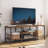 TV Stand With Power Outlets To 55 Inches, TV Console Table With Open Storage Shelves,Rustic Brown + Black