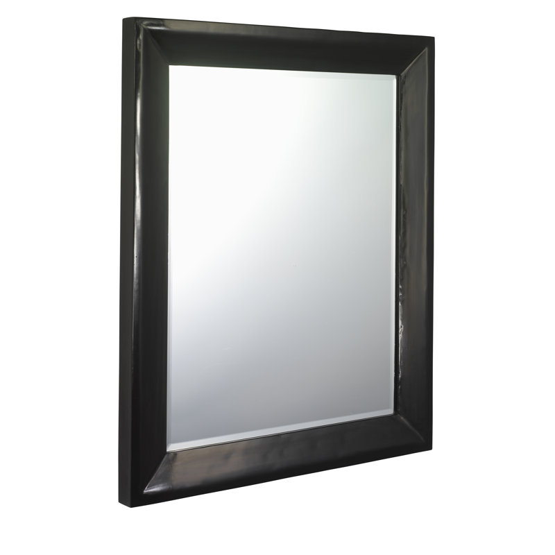 Hangzhou Wood Flat Wall Mirror, Black Lacquer