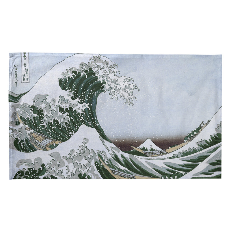 Serviette de thé magnifique wave, Sergé de coton, Bleu / Blanc