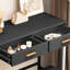 Bureau d'ordinateur noir avec 2 tiroirs, meuble-lavabo moderne avec tabouret-1848784593