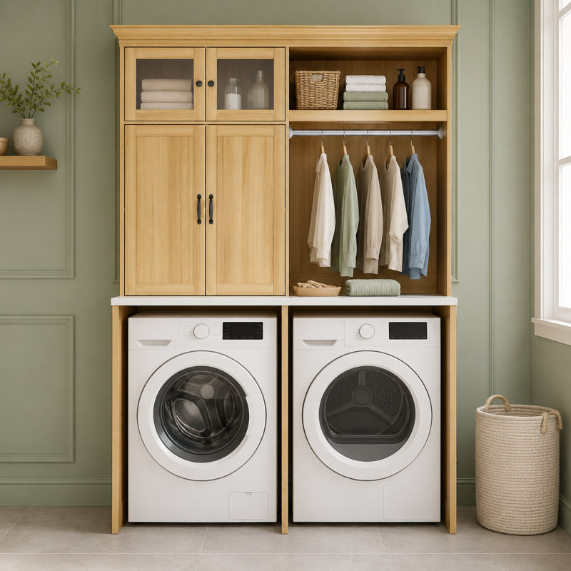 Armoire de rangement avec tringle à vêtements H 86,6 po x l 61,1 po, Noyer