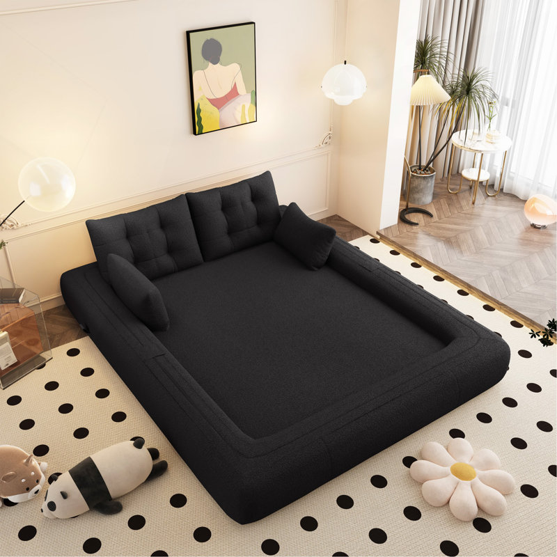 Canapé-lit pliable multifonctionnel de 78,7 po, lit pour chien humain, canapé paresseux, canapé-lit rembourré en mousse 3-en-1 pour salon, lit d'invité, salle de jeux, noir