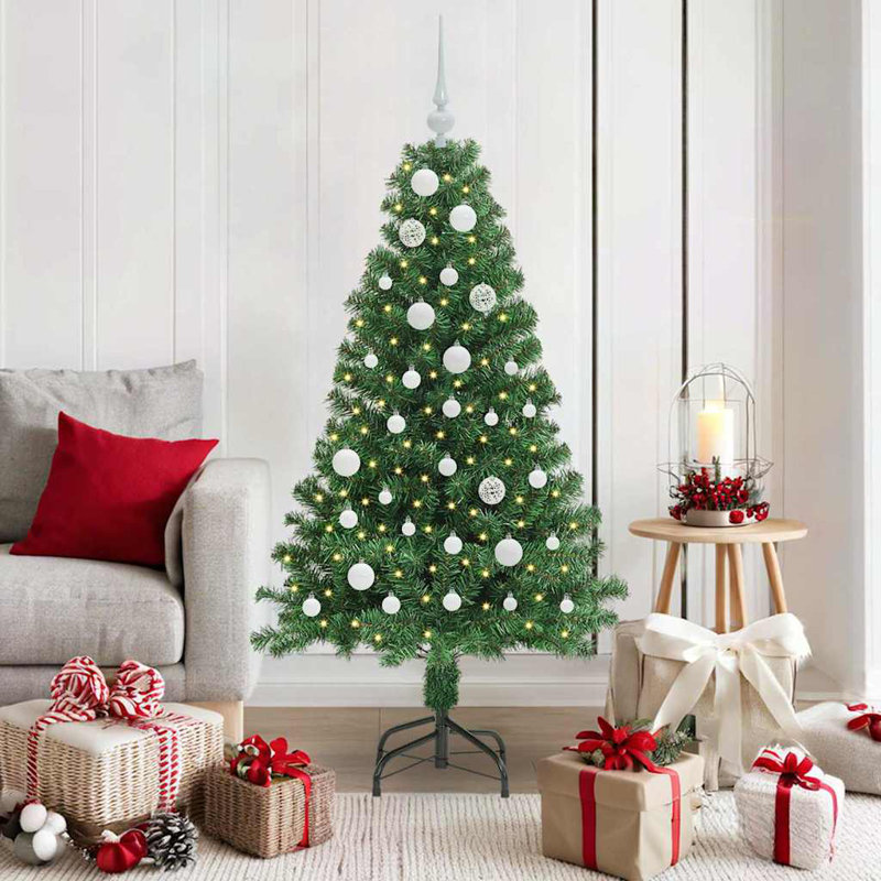 vidaXL Artificial Christmas Tree with 300 LEDs with Stand Green, 4.92 ft
