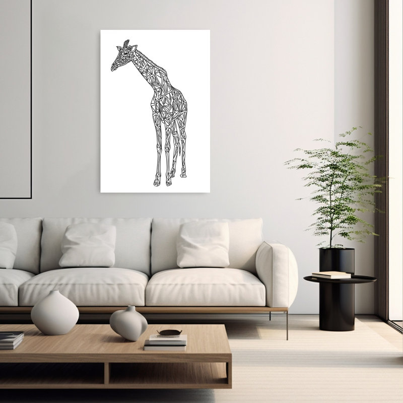 Modern Geometric Giraffe Contemporary Modern Retro Giraffe Horse Animal Wall Art Print 1 Piece Wrapped Canvas Wall Art