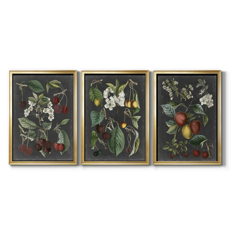 Orchard Variétés I - Toile tendue avec châssis sur mesure - 3 pièces, H 30 po x l 63 po, Doré