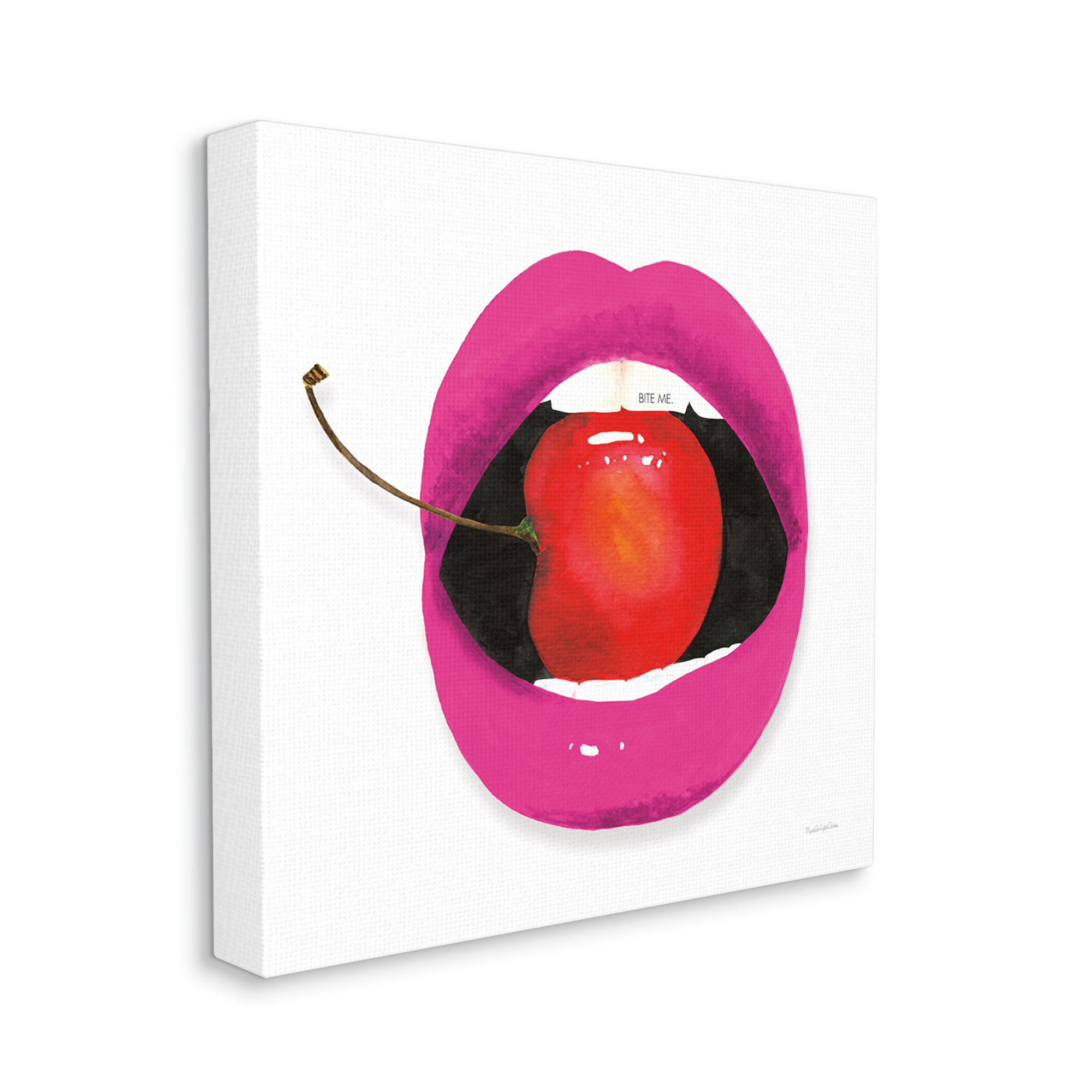 Winston Porter Biting Cherry Lips Canvas Wall Art Design by Mercedes ...