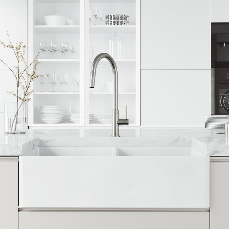 Robinet de cuisine à douchette extractible 2 fonctions H 19 po Bristol, Acier inoxydable
