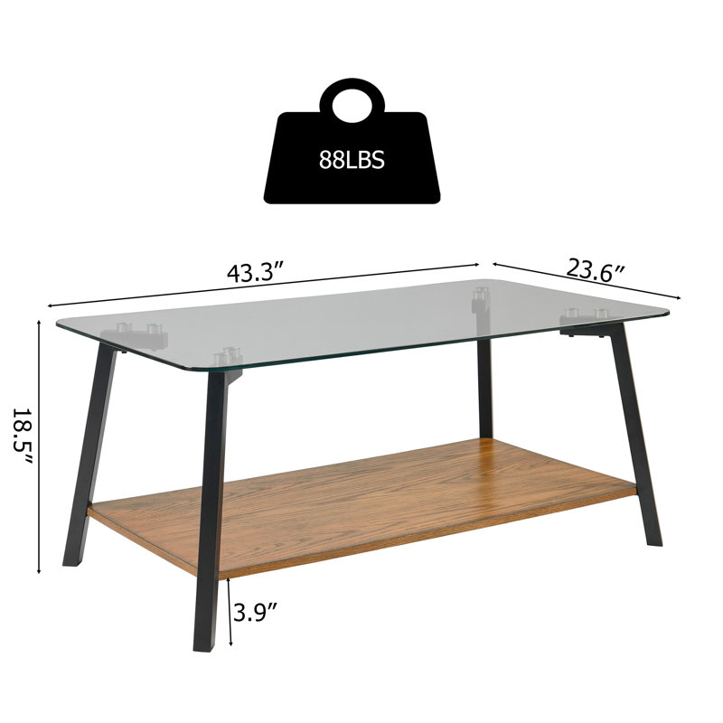 Table basse moderne avec plateau en verre trempé