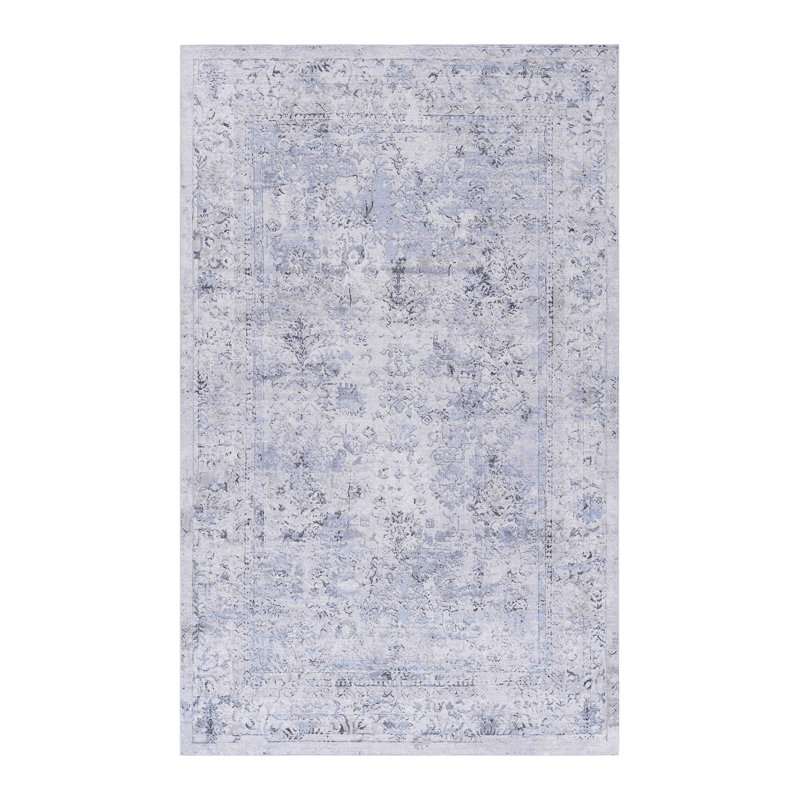 Blue Washable Rug Area Rug, Rectangle 8' x 10'