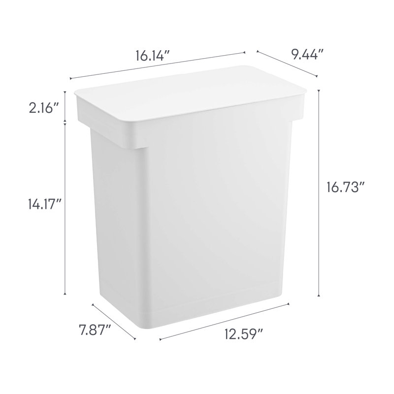White Airtight Rolling Kitchen Trash Can with Wheels