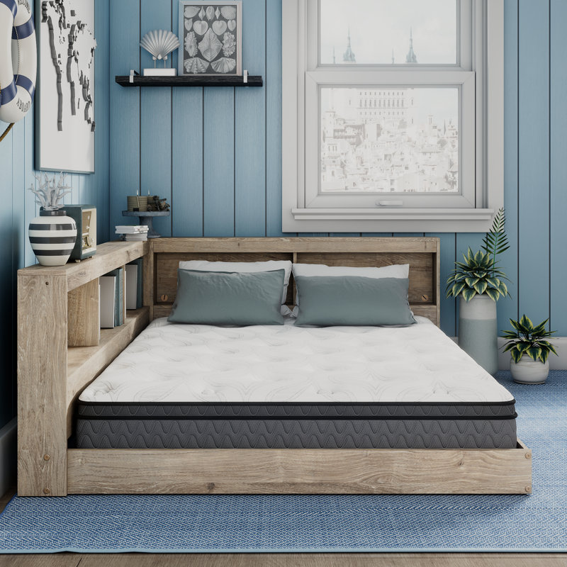 Karnova Platform Bed with Bookcase, Full, Natural