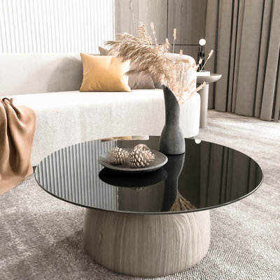 Plateau de table rond en verre 1/4 po - L 30,0 po x l 30,0 po x H 0,24 po - Verre - Noir - Parfait pour les tables de bureau, les tables de vestibule, les bureaux