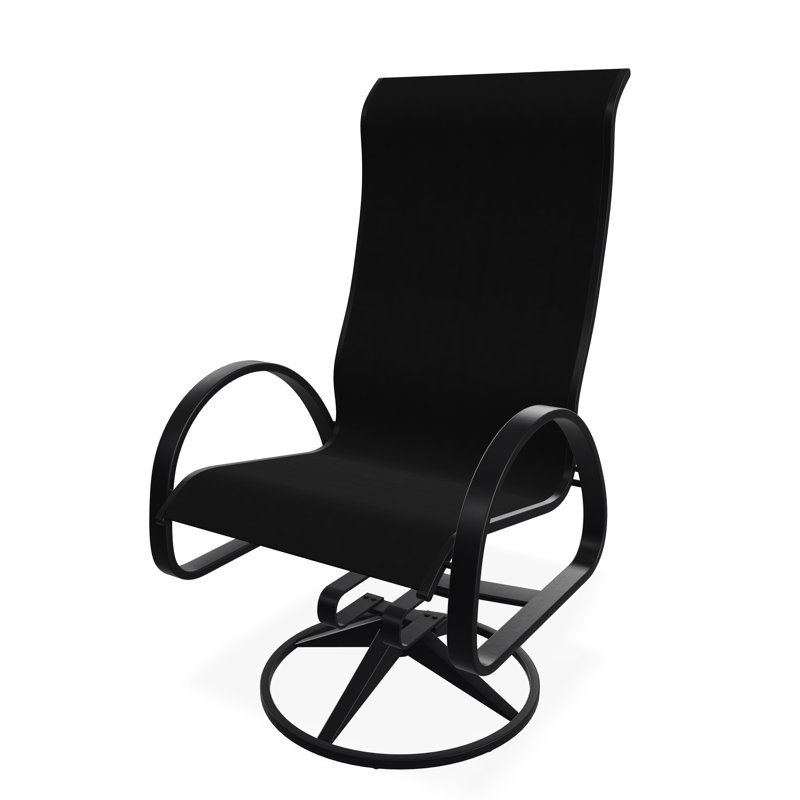 Aruba II Sling Aluminum Frame Supreme Swivel Rocker, Black, Black 5D Sunbrella®