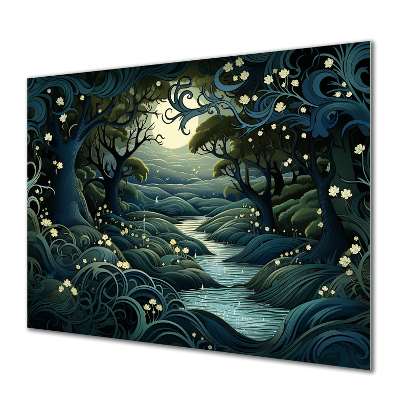 «Jungle River Collage At Night 2», art mural en métal Jungle MT134978, H 12 po x l 20 po x P 1 po