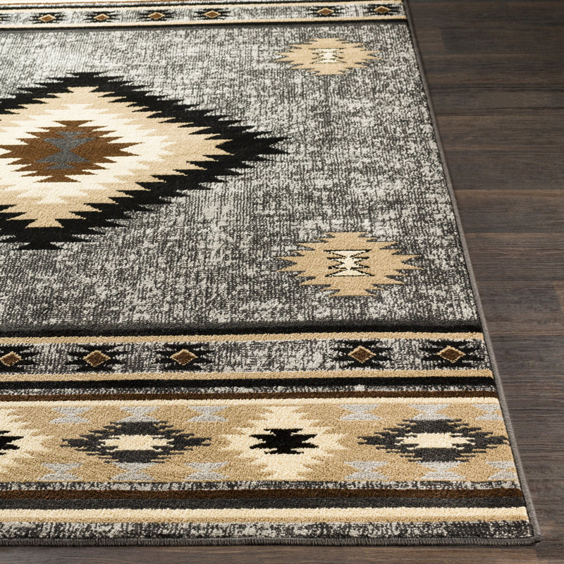 Tapis tissé à la machine Gorge Southwestern, Rectangle 6 pi 7 po x 9 pi 6 po