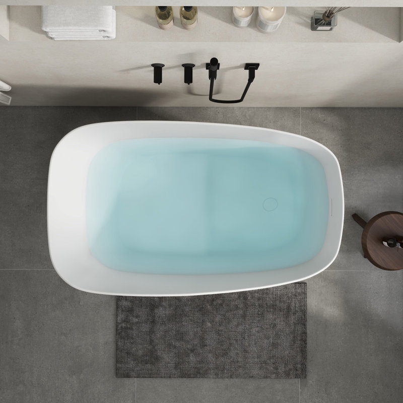 Baignoire profonde autoportante 51 po., Blanc mat