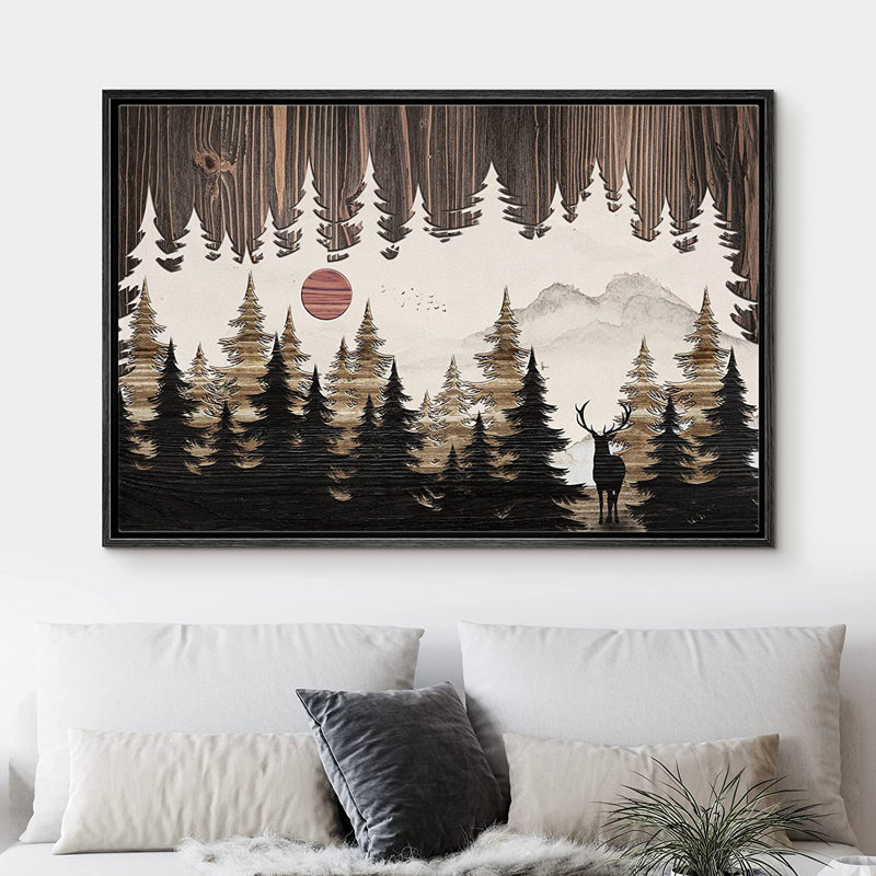 Western Wood Effect Landscape, Noir, H 16 po x l 24 po x P 1,5 po