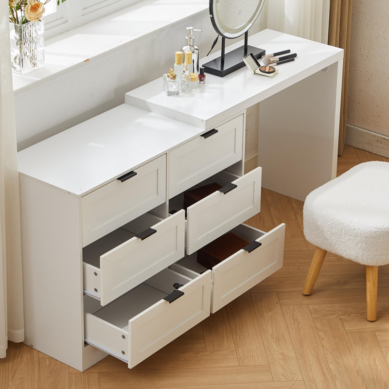 Makeup Vanity with Lights，6-drawers Accent Cabinet，Vanity desk