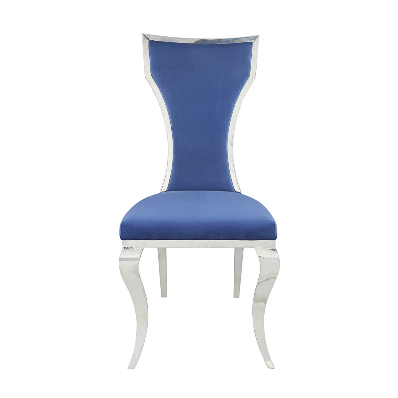 Chaise d'appoint en velours bleu Jatavius