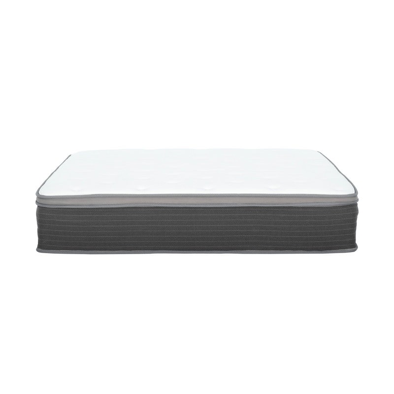 Matelas hybride très grand à ressorts ensachés dans une boîte, matelas en mousse viscoélastique gélifiée pour un sommeil confortable, blanc / gris