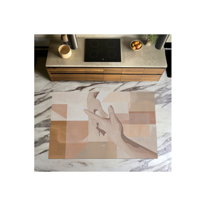 Tapis tissé à motif de mains lavables, Sous-tapis rectangulaire de 3 pi 3 po x 4 pi 11 po
