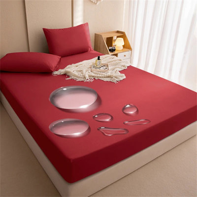 1PCS  TWIN 99*203CM Solid Waterproof Mattress Protector, 1 Pack Bed Sheet Style Mattress Encasement, Simple Solid Color Mattress Cover, Bedding, No Pillowcases Included