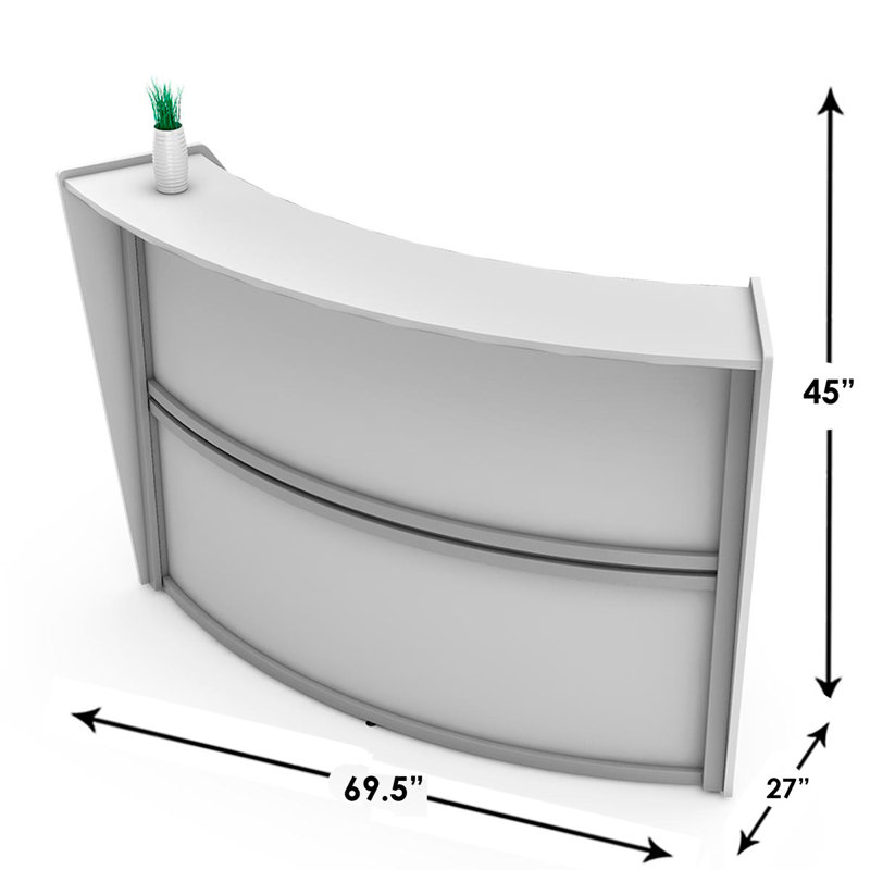 Bureau de coin de réception, Blanc, 45"H x 69.5"W x 27"D