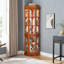 Armoires | Vitrine d'angle Curio, 5 tablettes réglables en verre trempé, éclairage intégré, finition brun clair, H 70,5 po | Bois aggloméré | Traditionnel-382442369
