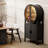  Rounded Wine Bar Cabinet With Led Lights, 65" Tall Storage Cabinet With Glass Doors & Shelves, Modern Liquor Coffee Bar Cabinet With Human Body Sensor For Kitchen, Living Room, Black