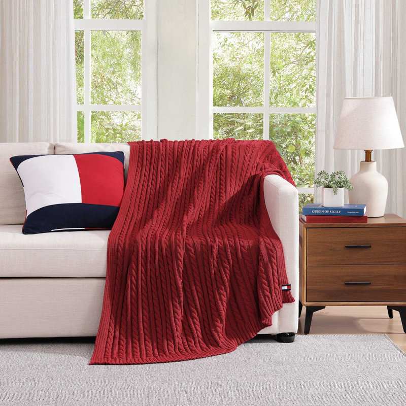 Jeté uni Tommy Hilfiger, Rouge