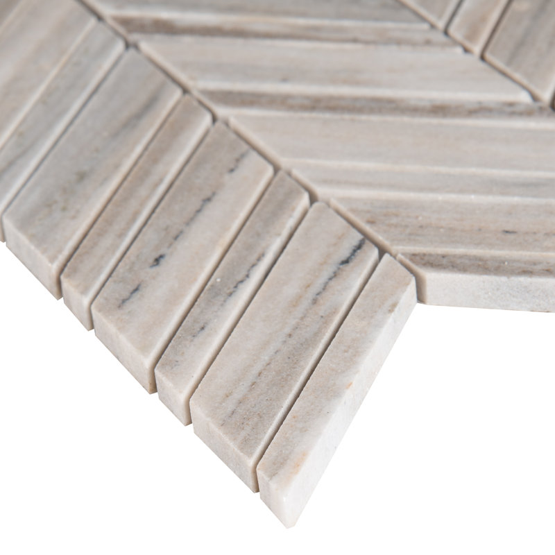 Rosavena Chevron 12 in. x 12 in. Polished Marble Mosaic Floor and Wall Tile