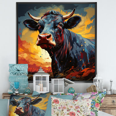 Portrait de vache colorée expressionniste I - reproduction sur toile