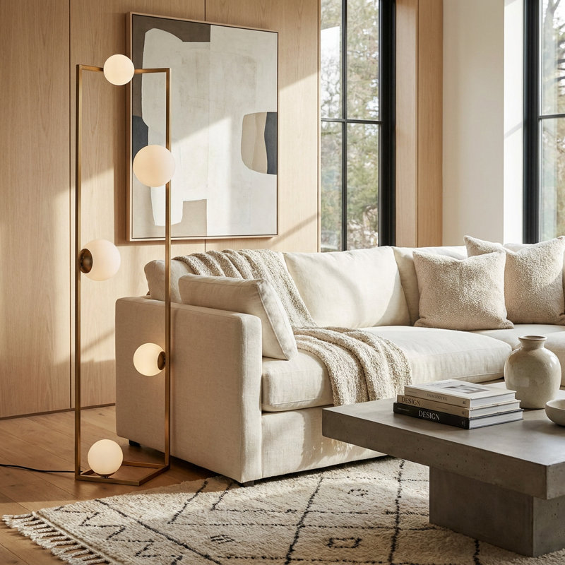 Five-Globe Sculptural Modern Floor Lamp