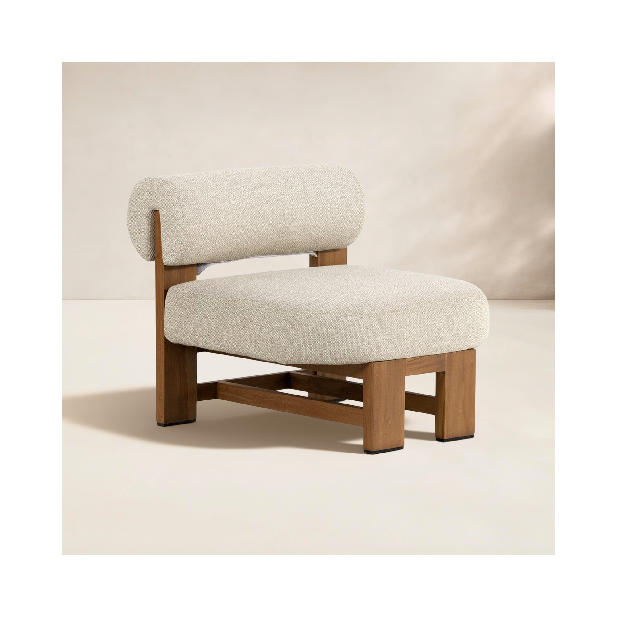Teak Outdoor Armless Lounge Chair, Natural, Faye Sand