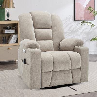 Aura Power lift chair Recliners Infinite Position Recliner With Heated Massage, Metal Cup Holder, Usb And Type-c Charging Port by Latitude Run