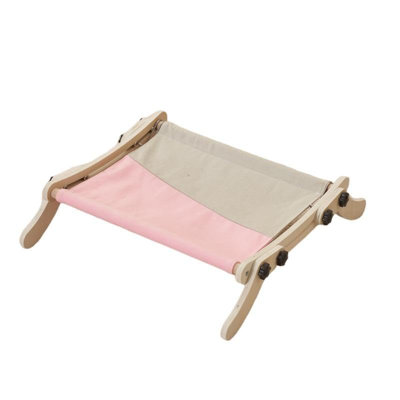 Lit réglable pour chat avec hamac et perchoir de radiateur - structure en bois robuste, supporte jusqu'à 18 kg - siège pour chat facile à assembler - gris rose