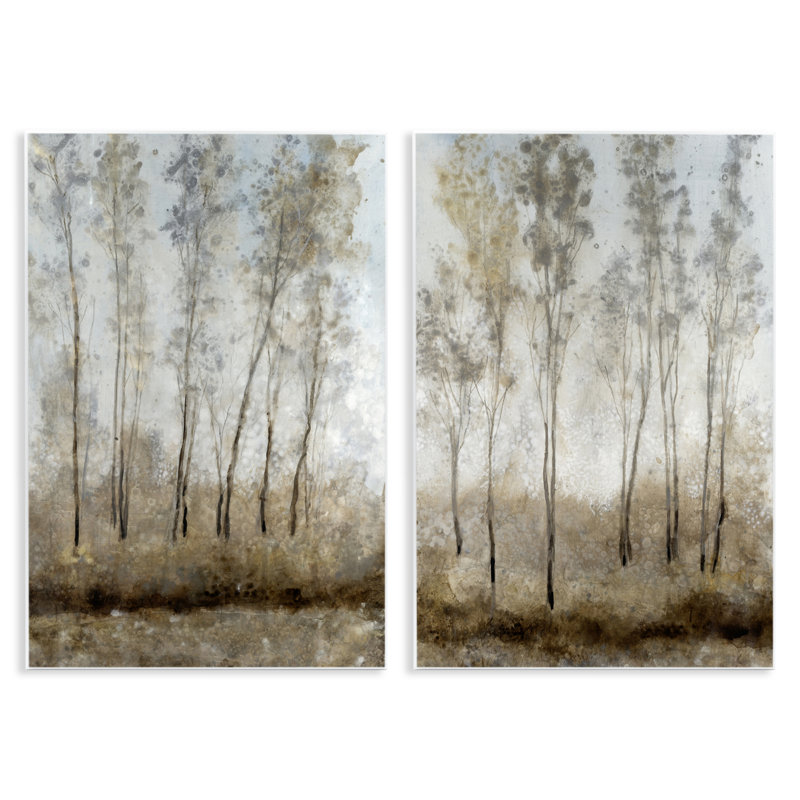 Ensemble de 2 plaques murales Woodland avec lumière naturelle, design par Tim Ottoole, H 15 po x l 20 po