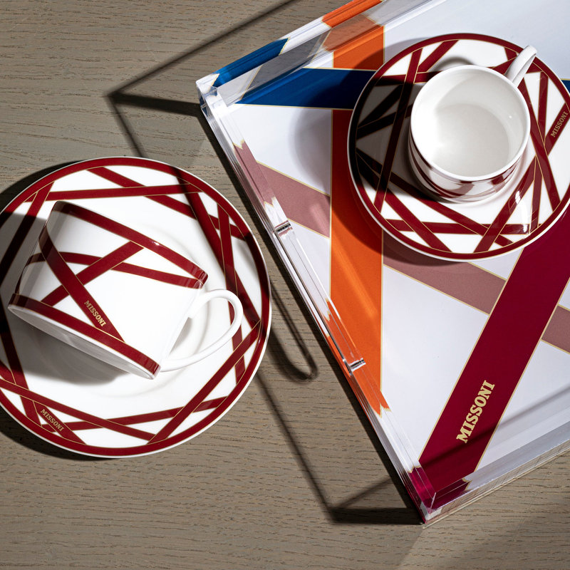 Missoni Soup Plate Nastri Bordeaux Set 2 Pcs.  Diam. 8.5"