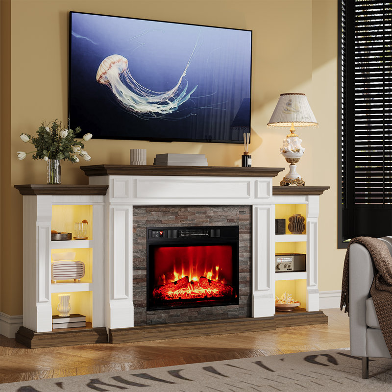 Raegyn 72'' TV Stand For Tvs Up To 80'' With Electric Fireplace And Adjustable Shelves