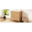 Meuble-lavabo de 36 pouces avec structure en bois massif, 2 portes à fermeture douce et poignées dorées pour salle de bain élégante et silencieuse.