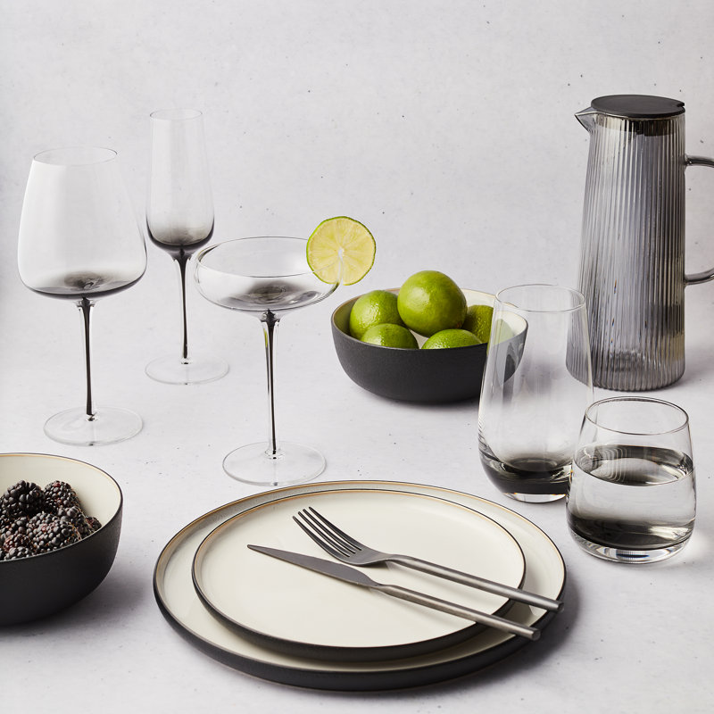 Flûte en verre émeraude Gem 7 oz, Noir/transparent