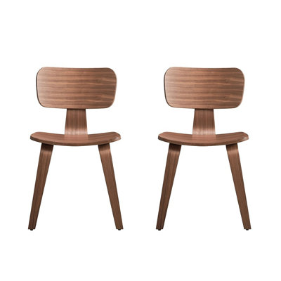 Set Of 2 Wooden Side Chairs In Walnut