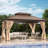 10 ft. x 14 ft. Hardtop Gazebo with Aluminum Frame,Double Roof Gazebo with Nettings and Curtains
