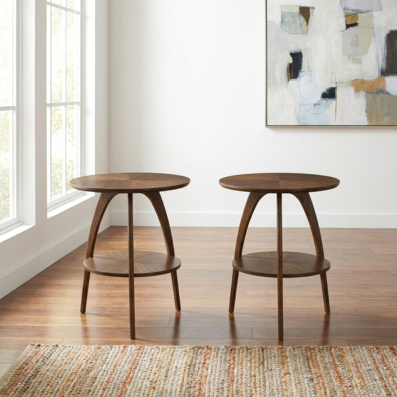 Table de bout à trois pieds Atreu, ensemble de deux, Espresso