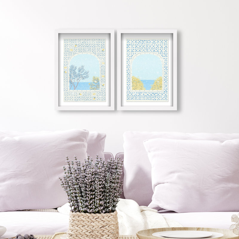 Mediterranean Window Set Set by Oliver Gal, 51"H x 35"W, White Shadowbox