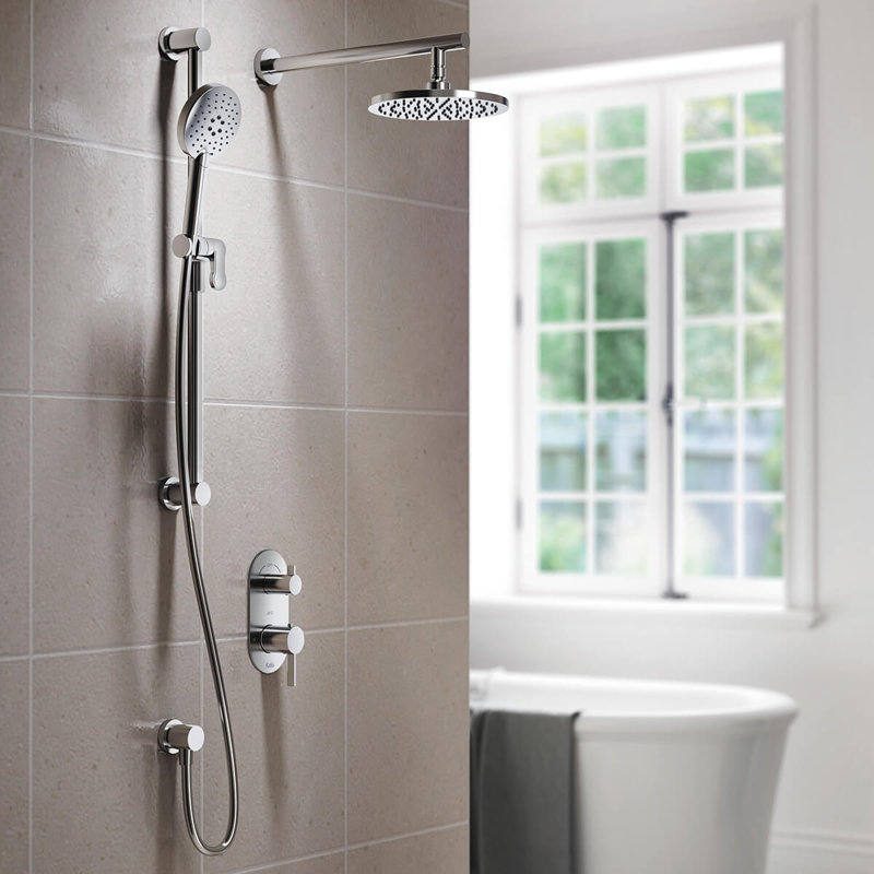 RoundOne td2: aquatonik t / p avec système de douche inverseur avec bras de plafond vertical chrome