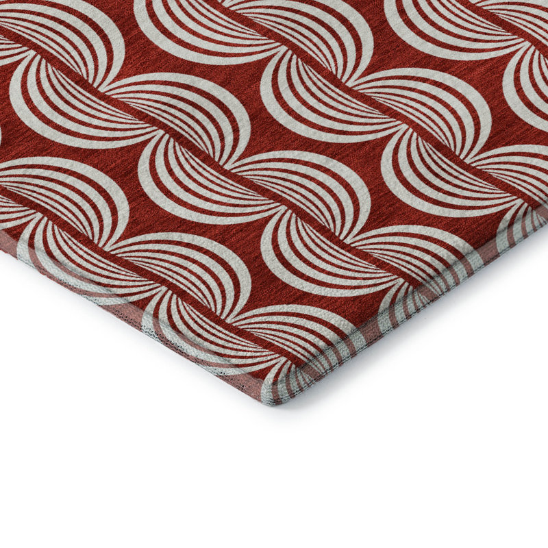 Premium Machine Washable Corum AMF1055 Swirls Rug, Rectangle 9' x 12'