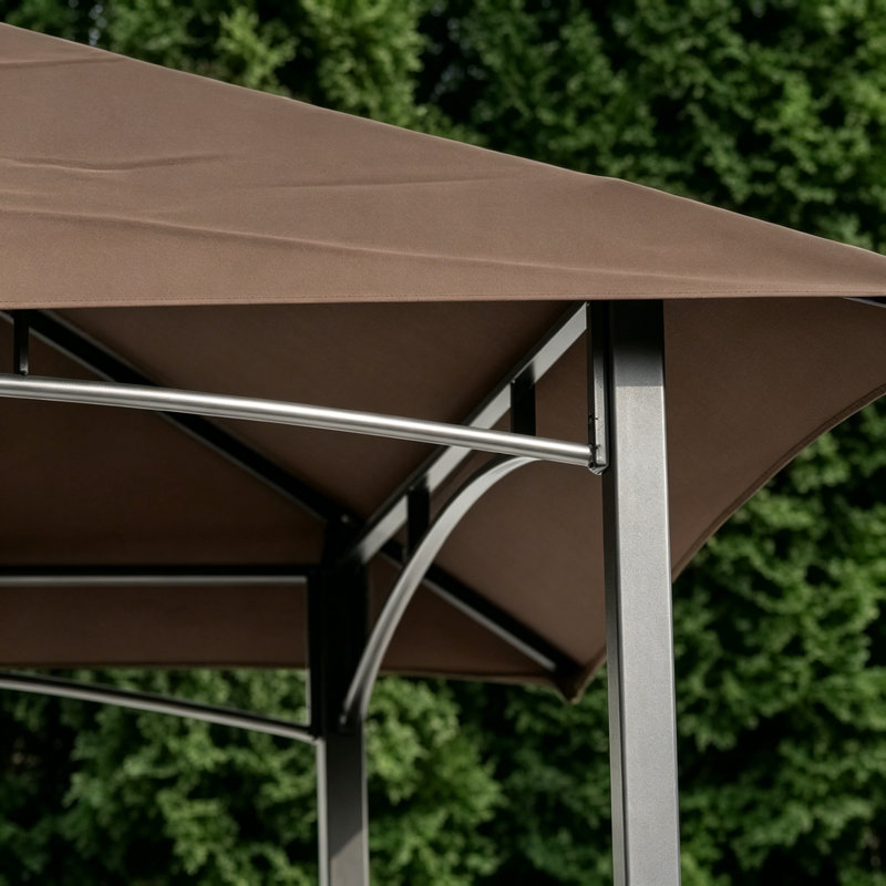 Auvent de remplacement pour pavillon de jardin 8 x 5 pi, toit de tente de barbecue à deux niveaux, Brun