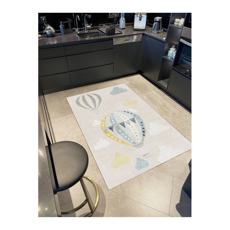 Tapis lavable moderne pastel bleu, Sous-tapis rectangulaire 2 pi 4 po x 3 pi 11 po
