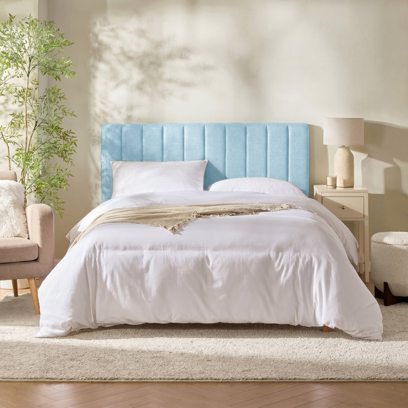Chastelyne Upholstered Easy Assemble Wall Mounted Headboard, Full, Baby Blue